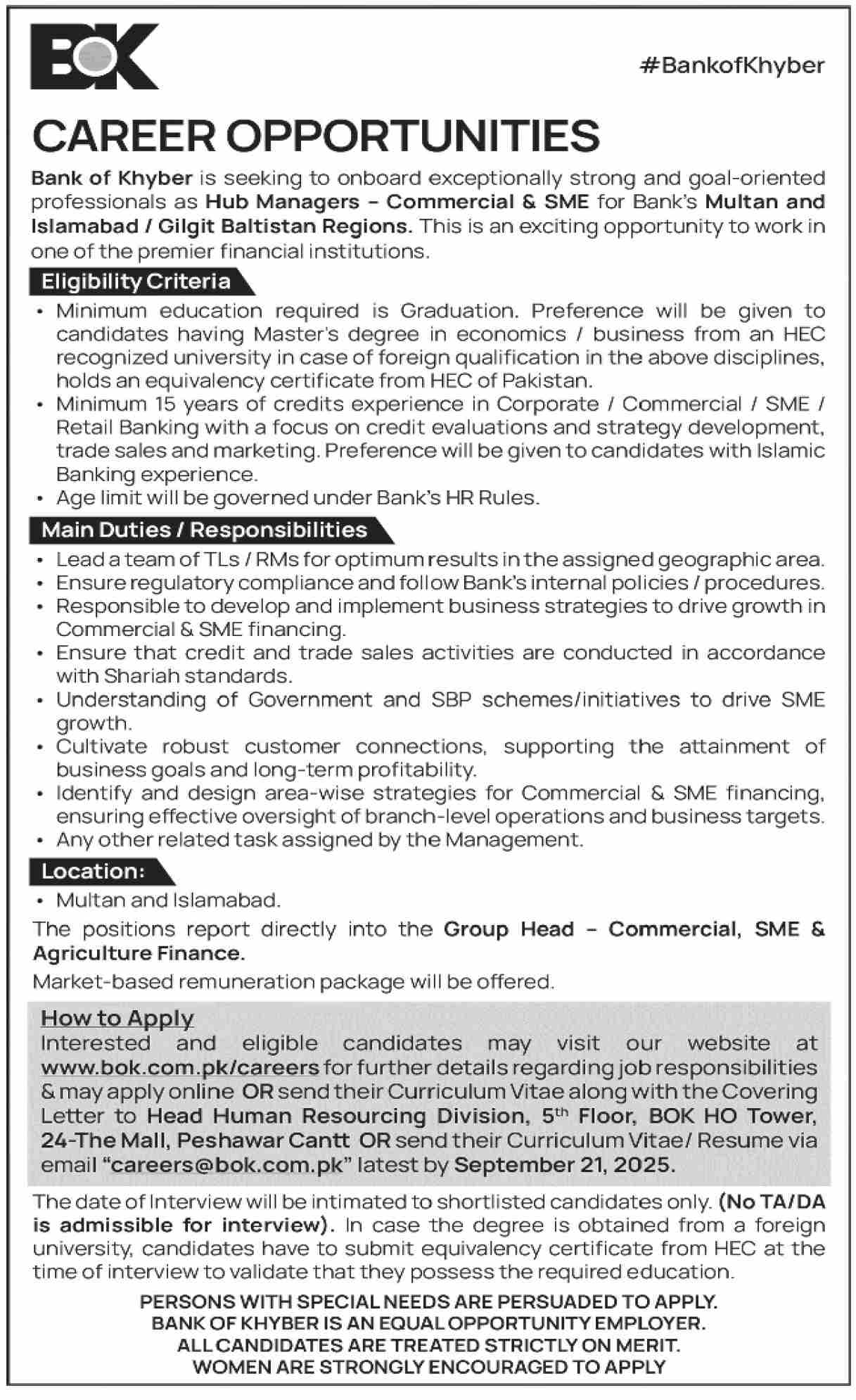 Jobs in Bank of Khyber